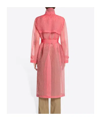 Dries Van Noten High Collar Long Sleeve Coat In Pink