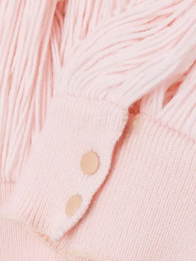 Alaïa Turtleneck Fringed Wool-blend Top In Pink