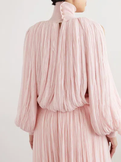 Alaïa Turtleneck Fringed Wool-blend Top In Pink
