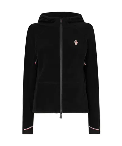 Moncler Long Sleeve Sweatshirt Jacket In Black