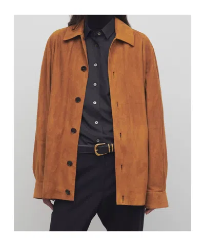 The Row Sedor Suede Jacket In Brown