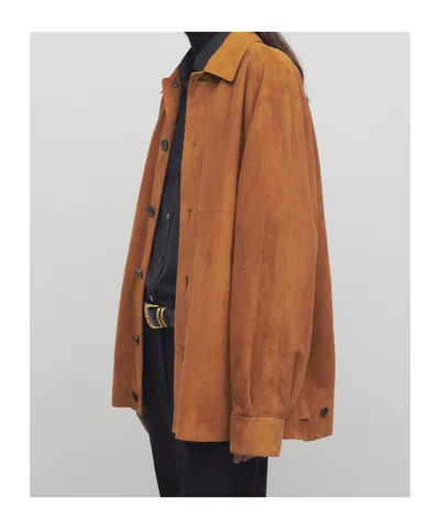 The Row Sedor Suede Jacket In Brown