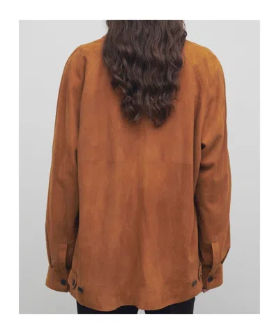 The Row Sedor Suede Jacket In Brown