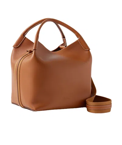 Loro Piana Bale Large Leather Bag In Brown