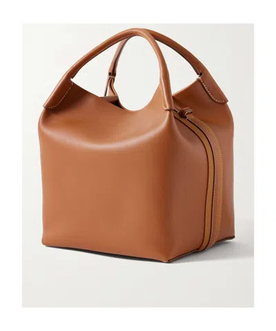 Loro Piana Bale Large Leather Bag In Brown