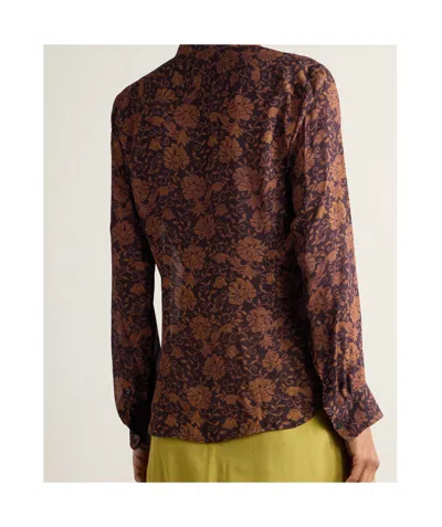 Dries Van Noten Printed Georgette Shirt In Brown