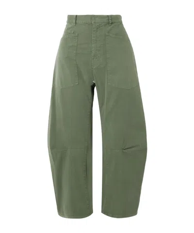 Nili Lotan Shon Pleat Detail Track Pants In Green