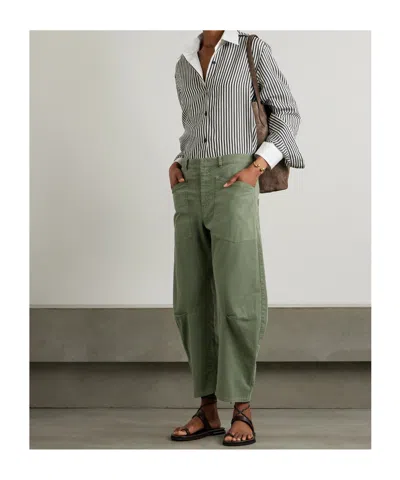 Nili Lotan Shon Pleat Detail Track Pants In Green