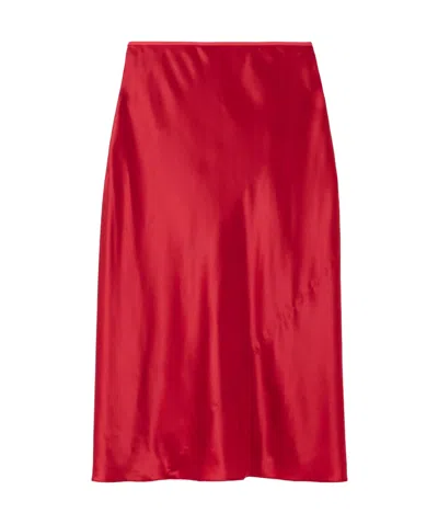 Dries Van Noten Stretch-silk Satin Midi Skirt In Pink