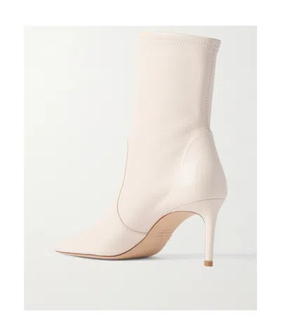Stuart Weitzman Stuart Power Leather Ankle Boots In White