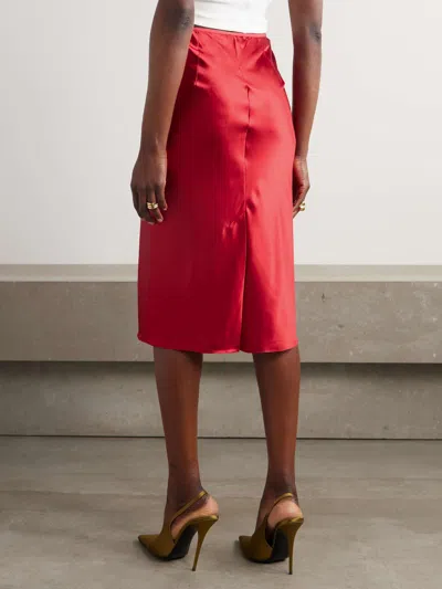 Dries Van Noten Stretch-silk Satin Midi Skirt In Pink