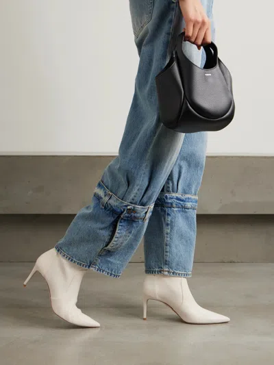 Stuart Weitzman Stuart Power Leather Ankle Boots In White
