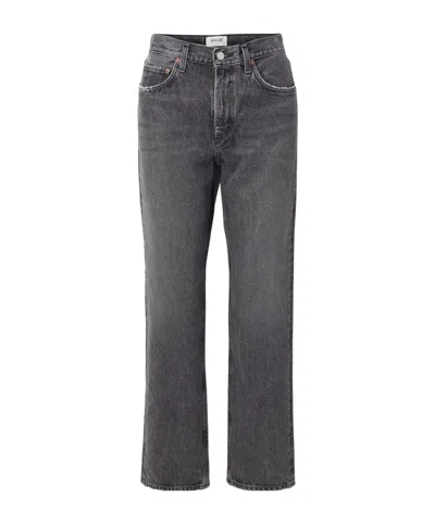 Agolde Mid-rise Straight-leg Denim Trousers In Gray