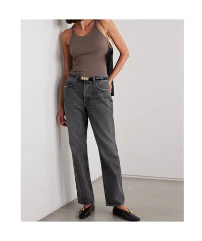 Agolde Mid-rise Straight-leg Denim Trousers In Gray