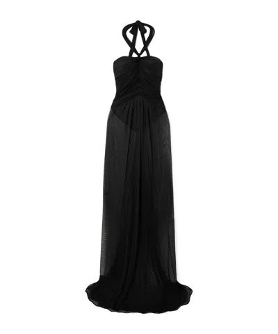 Dolce & Gabbana Organza Maxi Dress In Black