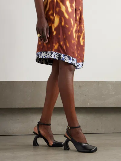 Dries Van Noten Slingback High Heel Sandals In Black