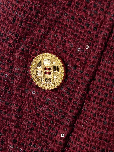 Alessandra Rich Sequin-embellished Tweed Skirt In Red