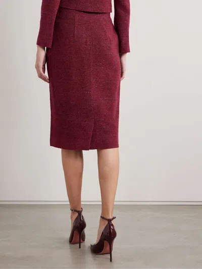 Alessandra Rich Sequin-embellished Tweed Skirt In Red