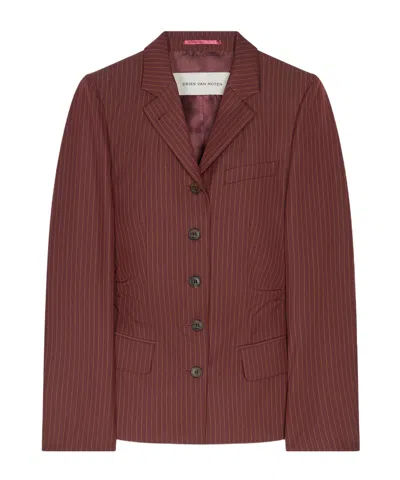 Dries Van Noten Long-sleeved Suit Jacket In Brown