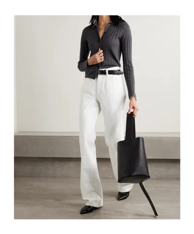 Nili Lotan Mitchell High Waist Denim Trousers In White