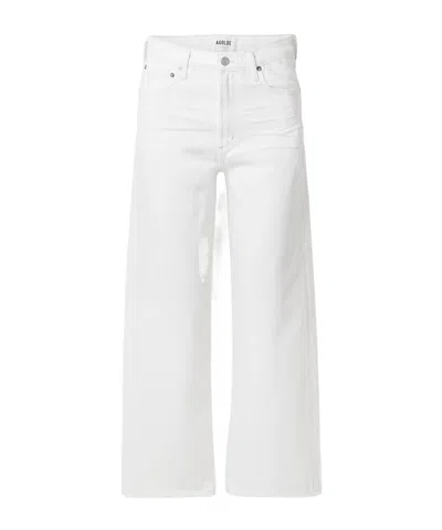 Agolde Luna Frayed High-rise Barrel-leg Jeans In White