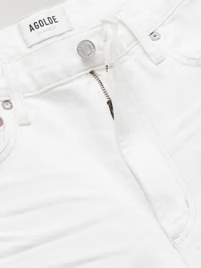 Agolde Luna Frayed High-rise Barrel-leg Jeans In White
