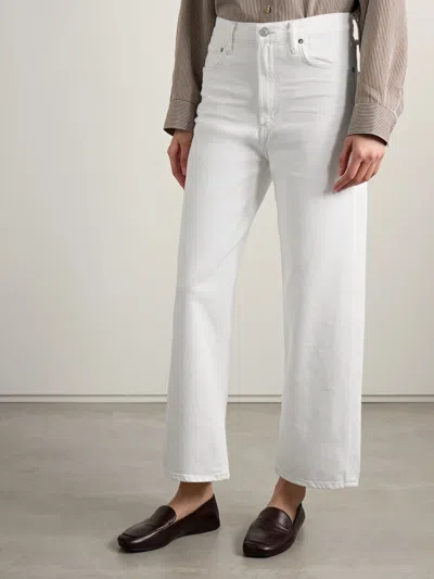 Agolde Luna Frayed High-rise Barrel-leg Jeans In White