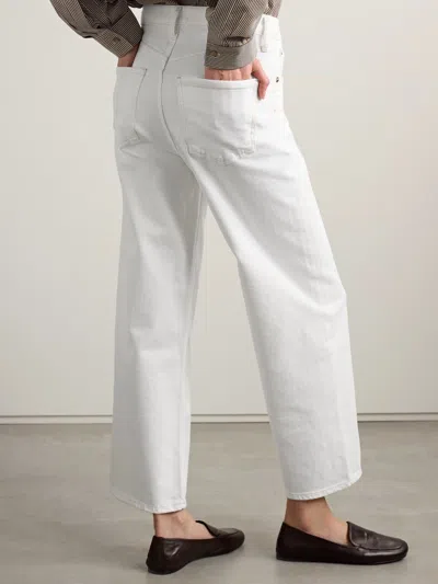 Agolde Luna Frayed High-rise Barrel-leg Jeans In White