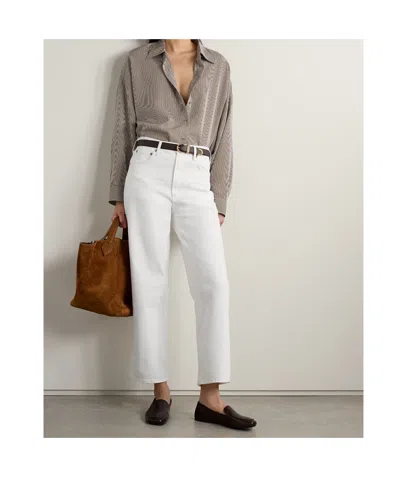 Agolde Luna Frayed High-rise Barrel-leg Jeans In White