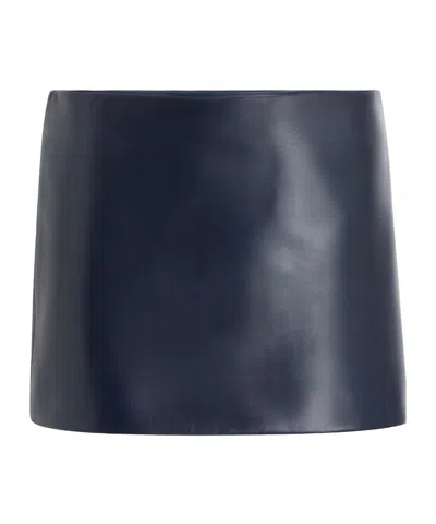 Khaite Jett Leather Mini Skirt In Blue