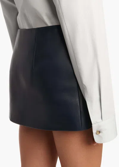 Khaite Jett Leather Mini Skirt In Blue