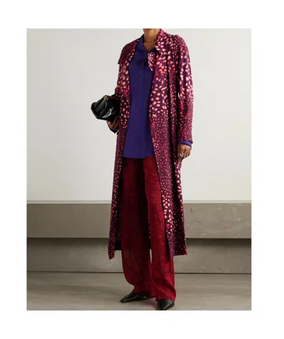 Dries Van Noten Double Breasted Trench Coat In Red