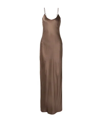 Nili Lotan Cami Spaghetti Strap Gown In Brown