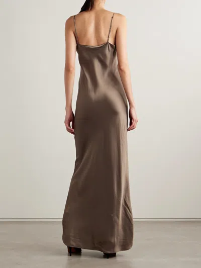 Nili Lotan Cami Spaghetti Strap Gown In Brown