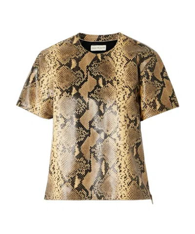 Dries Van Noten Snake-effect Leather Top In Multi