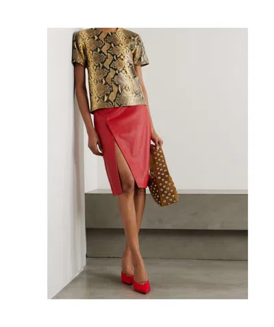 Dries Van Noten Snake-effect Leather Top In Multi