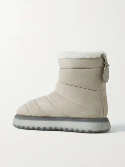 Moncler Hermosa Shearling-lined Suede Ankle Boots In Gray