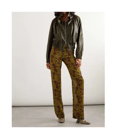 Dries Van Noten Long Sleeve Leather Jacket In Green