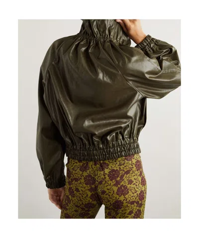 Dries Van Noten Long Sleeve Leather Jacket In Green