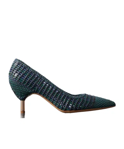 Gabriela Hearst Andres Woven Leather Pumps In Animal Print