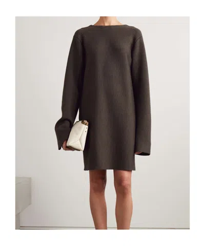 Khaite Elle Wool-blend Mini Dress In Brown
