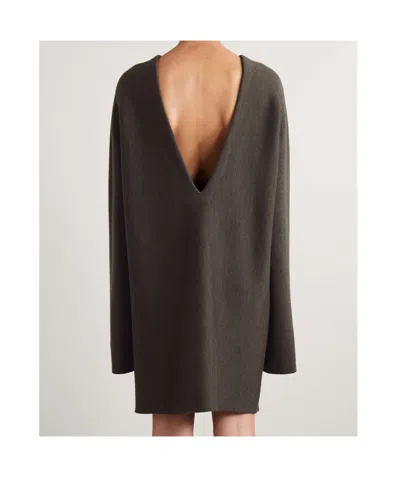 Khaite Elle Wool-blend Mini Dress In Brown