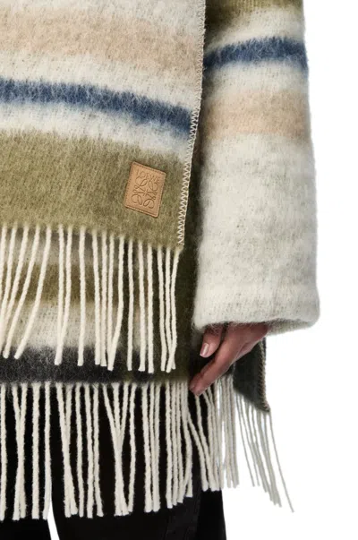 Loewe Hooded Scarf Coat In Wool And Mohair Blend In Multi