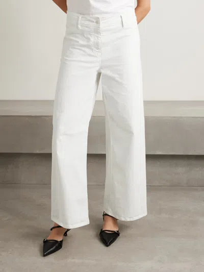 Nili Lotan Megan High Waist Wide Leg Track Pants In White