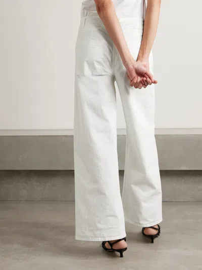 Nili Lotan Megan High Waist Wide Leg Track Pants In White