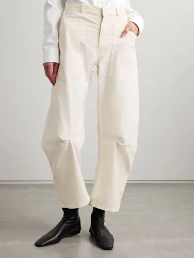 Nili Lotan Shon Pleat Detail Track Pants In White