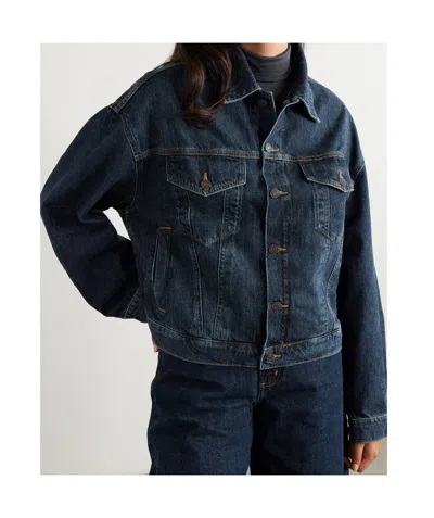 Agolde Button Denim Jacket In Blue