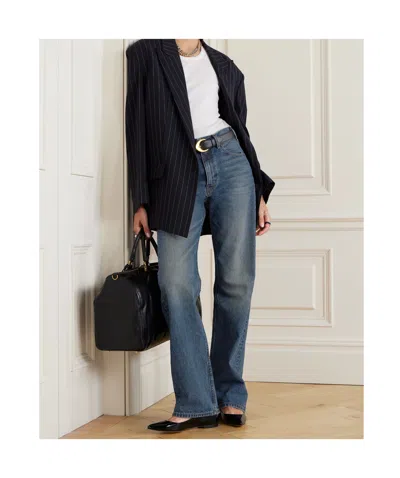 Nili Lotan Mitchell Denim Trousers With Belt Loops In Blue