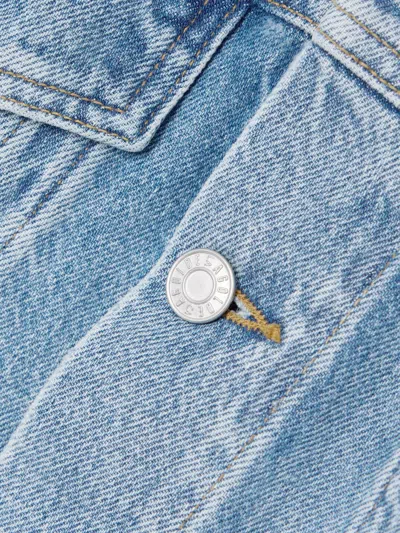 Agolde Button Cropped Denim Jacket In Blue