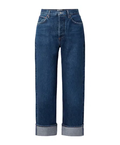 Agolde Low-rise Straight-leg Denim Trousers In Blue